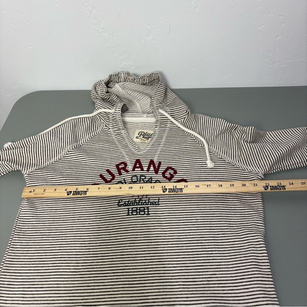 Blue 84 Durango Striped Hooded Pullover with Maroon Logo Women's Large Cotton - Picture 7 of 8
